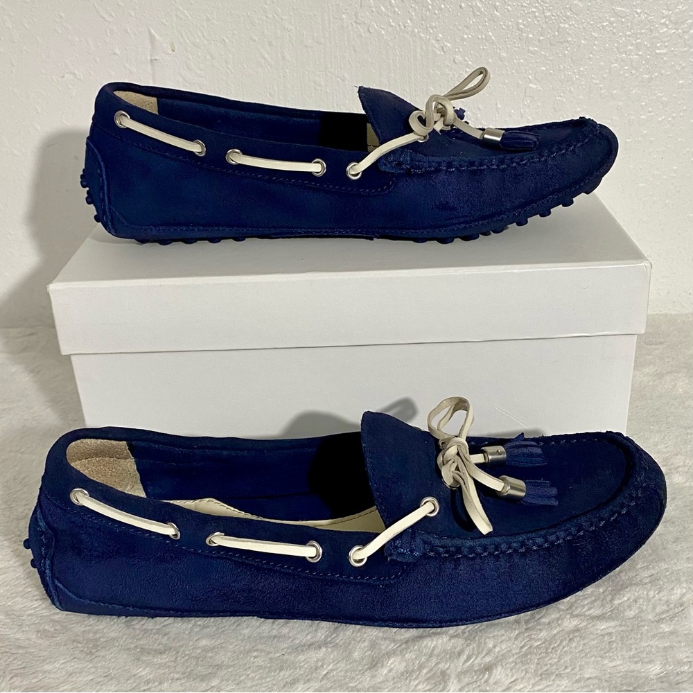 Cole Haan Grant Navy Blue Suede Driving Moccasin Loafers Women’s Size 7.5B - Picture 3 of 9